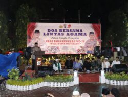 Dibawah Rintik Hujan, Polres Langkat Gelar Doa Bersama Lintas Agama