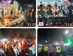 Warga di Langkat Turun Ke Jalan Meriahkan Pawai Obor, Polisi Atur Lalin.