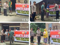 Polres Sergai Melalui Polsek Teluk Mengkudu, Ulurkan Bantuan Kepada Korban Angin Puting Beliung