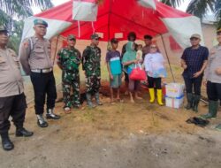 Sinergitas TNI-Polri dan Pemerintah, Bagikan Bantuan Sosial Untuk Warga Terdampak Banjir di Desa Mangga Dua dan Desa Bagan Kuala