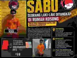 Diduga Edarkan Sabu, Seorang Laki-Laki Ditangkap di Rumah Kosong, Polisi Sita Timbangan Digital dan Puluhan Plastik Klip